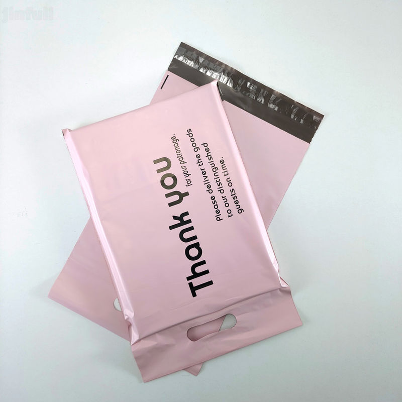 waterproof matte pink plastic poly envelope mail packaging courier shipping mailer bag with handle