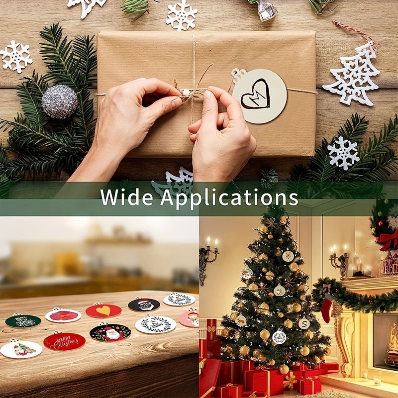 Jute Rope 3.5 Inch DIY Ornamen Natal Kayu Pra Bor Potongan Kayu Kerajinan Hari Raya menggantung Dekorasi