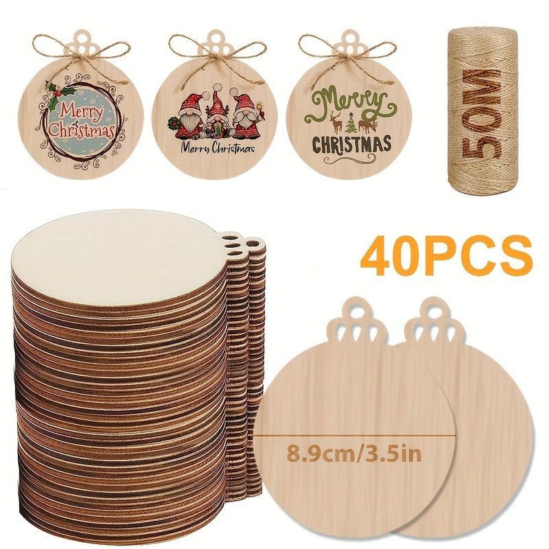 丸い宝石 未完成の木切片 穴付き 工芸品 中心品 DIY クリスマス装飾 飾り付け