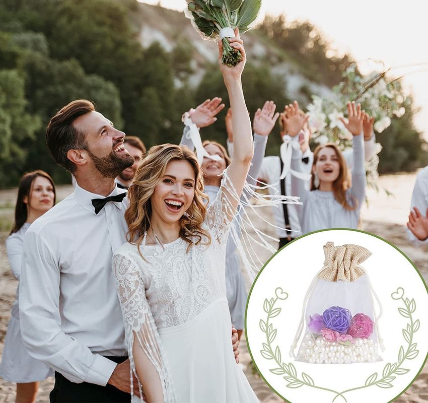 Πατσέζα Organza Λιννό Τραβήματα Τάσα αποθήκευσης για πάρτι Δώρα Καραμέλες Παιχνίδια συσκευασία